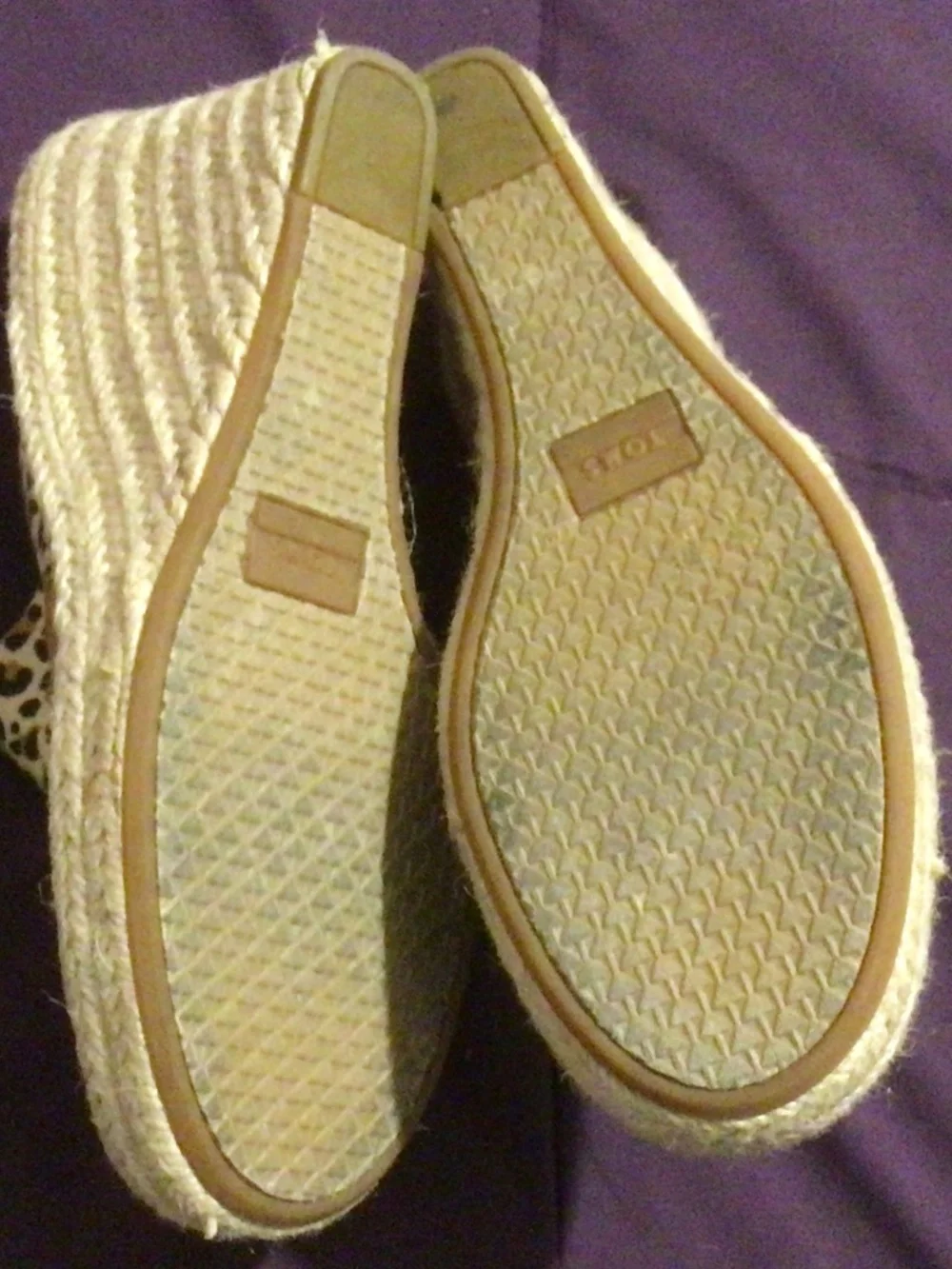 Like New Toms Caramel Suede Leopard Print Wedge 7.5